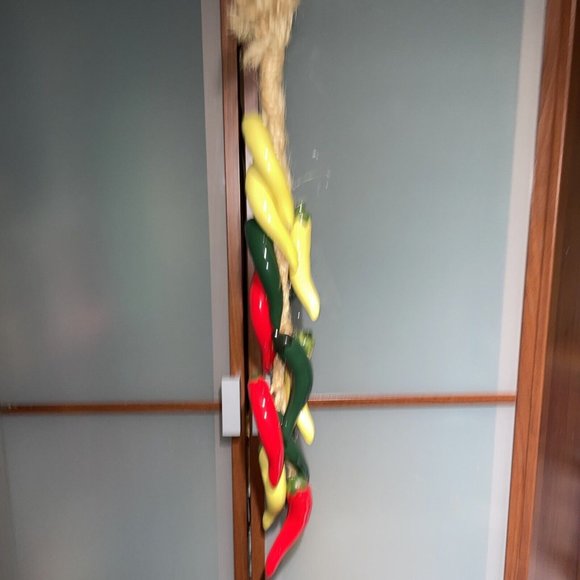 Ceramic Jalapeño Chili Pepper Ristra Hanging Hand Painted Southwestern Decor - Picture 2 of 5